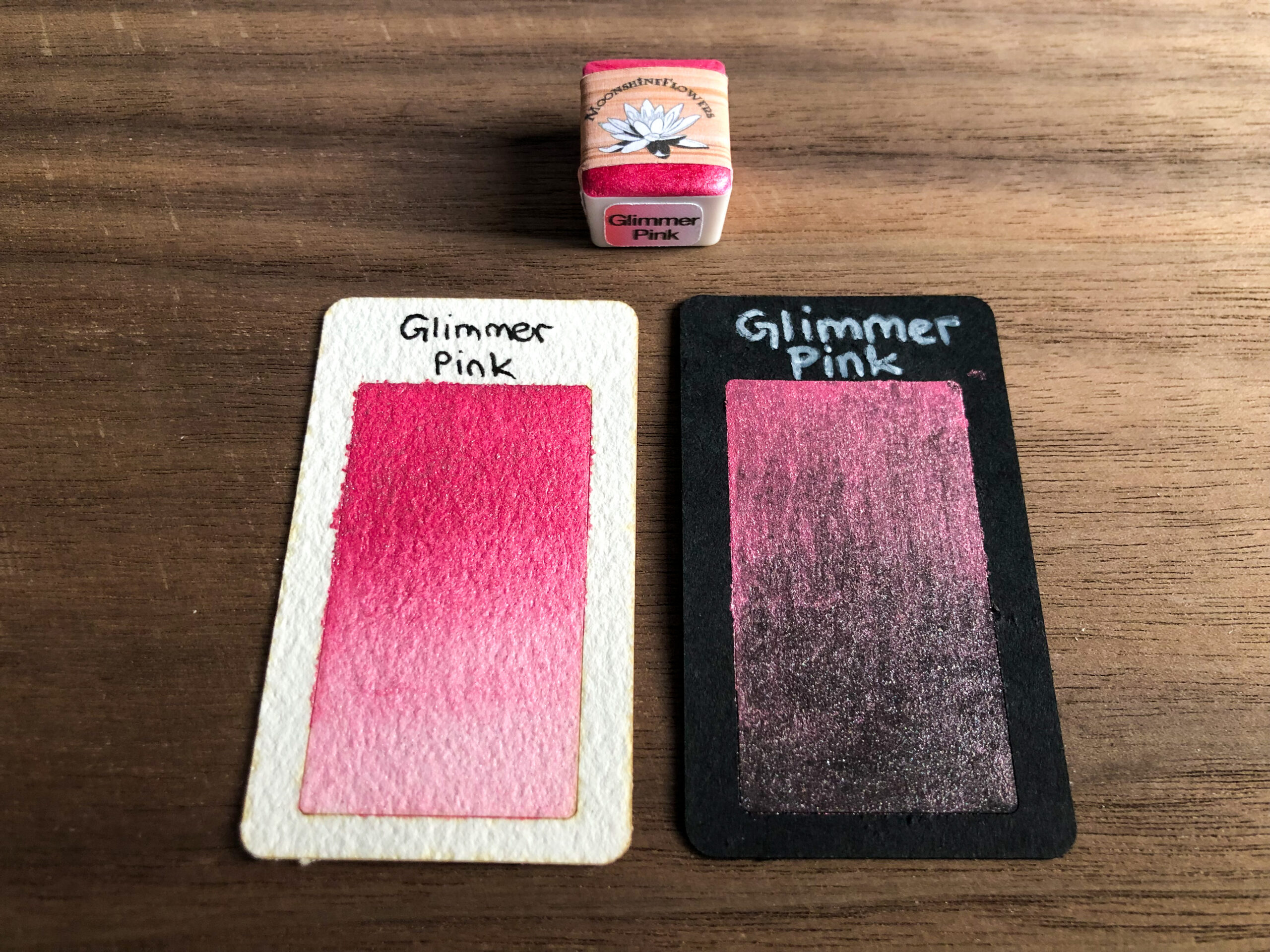 Handgemachte Aquarellfarbe - Set "Rose" Glimmer Pink und Glimmer Blush – Bild 4