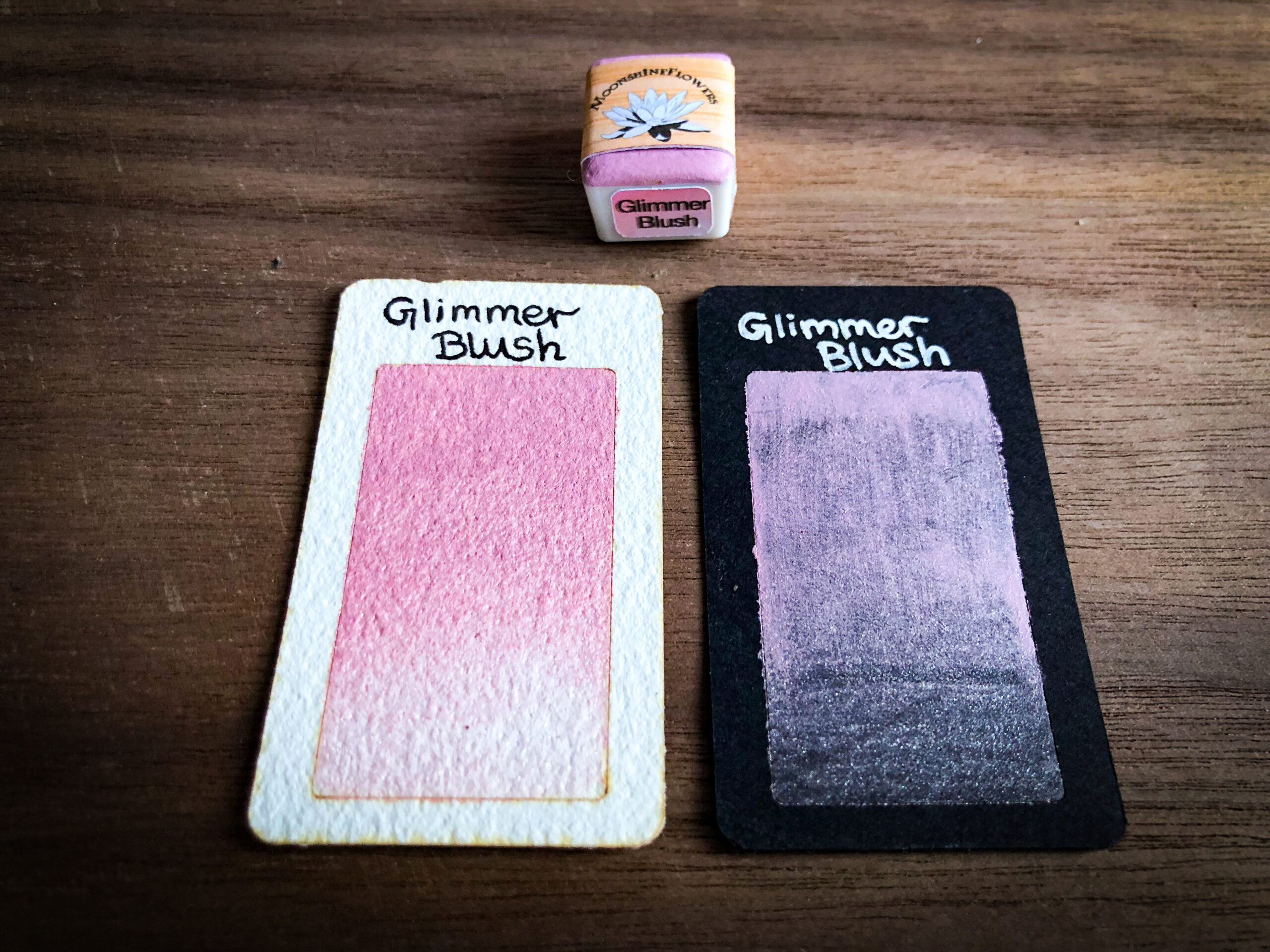 Handgemachte Aquarellfarbe - Set "Rose" Glimmer Pink und Glimmer Blush – Bild 5