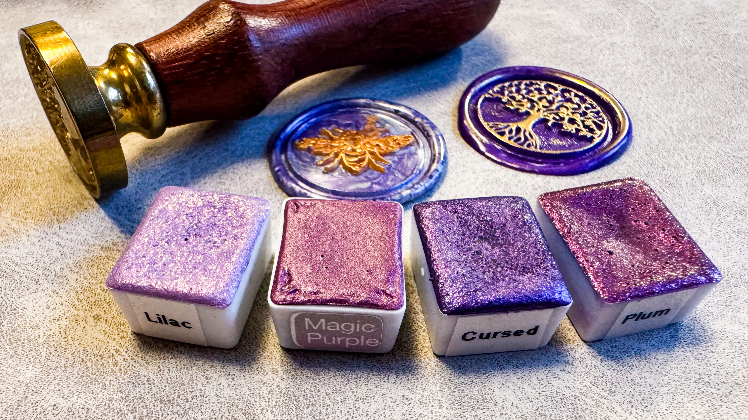 Handgemachte Aquarellfarben – Set „Mystic Purple“ 5 Farben