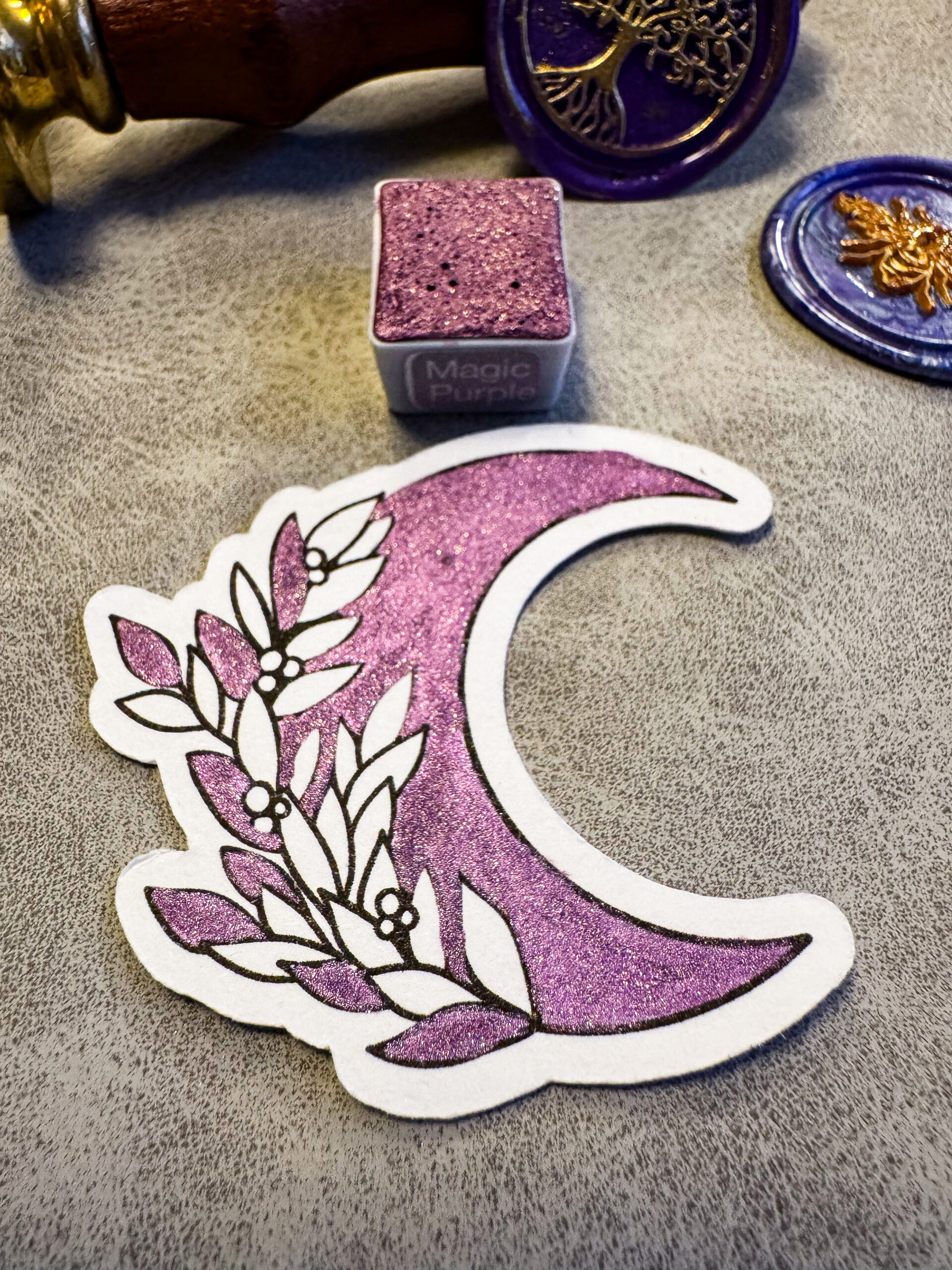 Handgemachte Aquarellfarben – Set „Mystic Purple“ 5 Farben – Bild 3