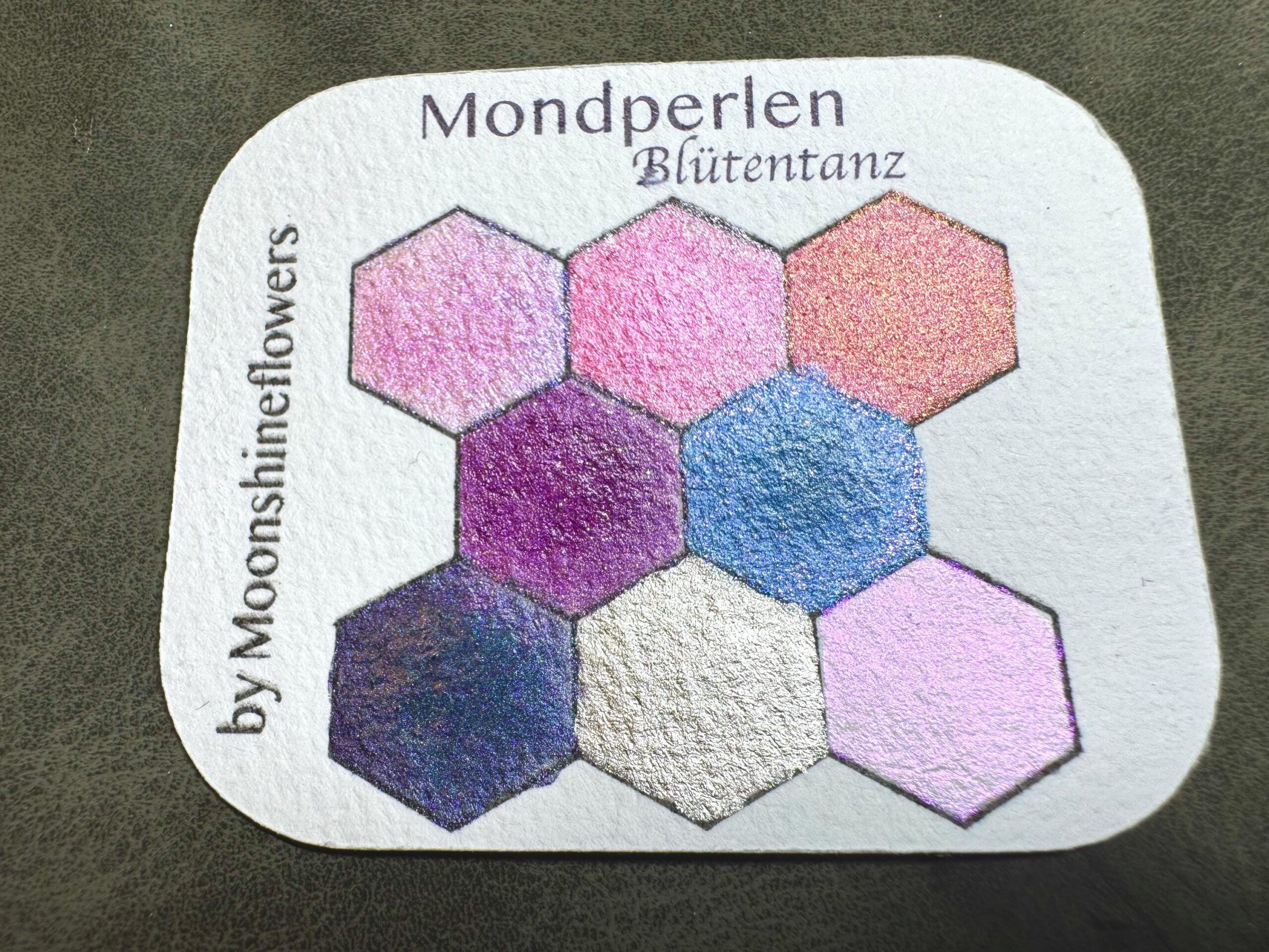 Handgemachte Aquarellfarben „Mondperlen Blütentanz“ magnetisch, Glitzer, runde Näpfchen 0,5 ml, 8 Farben – Bild 5